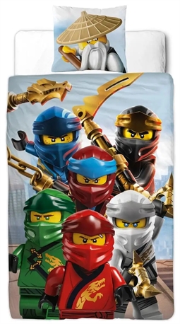Ninjago sengetøj - 140x200 cm - LEGO Ninjago Master Wu - 2 i 1 Sengesæt - 100% bomuld